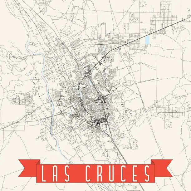 Vector illustration of Las Cruces, New Mexico, USA Vector Map