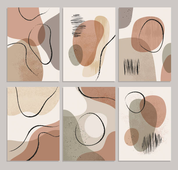 istock Set of templates for cards in a modern abstract style. Contemporary art . Minimalist posters with texture shapes. Vector collage illustrations. 1492992305