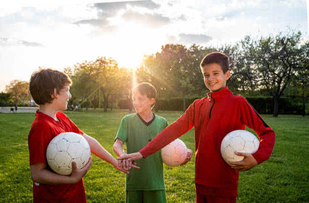 istock The boys greet each other at training 1492995550