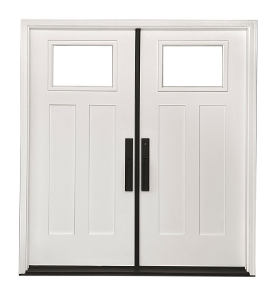 White Entry Double Swinging door Isolated on White