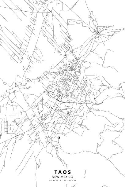 таос, нью-мексико, сша векторная карта - ranchos de taos stock illustrations