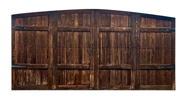 istock Garage Wood door Isolated on White 1492998781