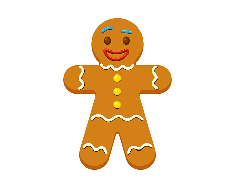 Gingerbread man cookie. Christmas pastries. Festive cartoon flat vector isolated eps illustration