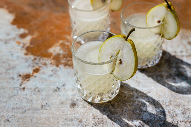 istock Pear cocktails in glasses with decoration 1493002912