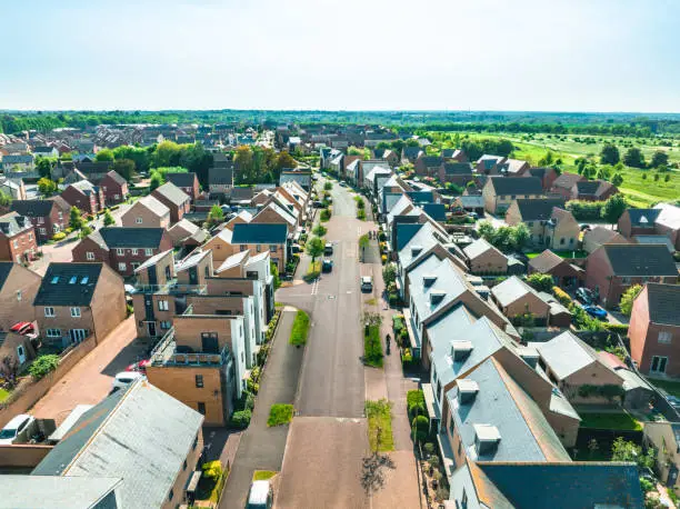 Aerial Photo of the village of Oakridge Park in Milton Keynes, UK