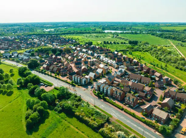 Aerial Photo of the village of Oakridge Park in Milton Keynes, UK