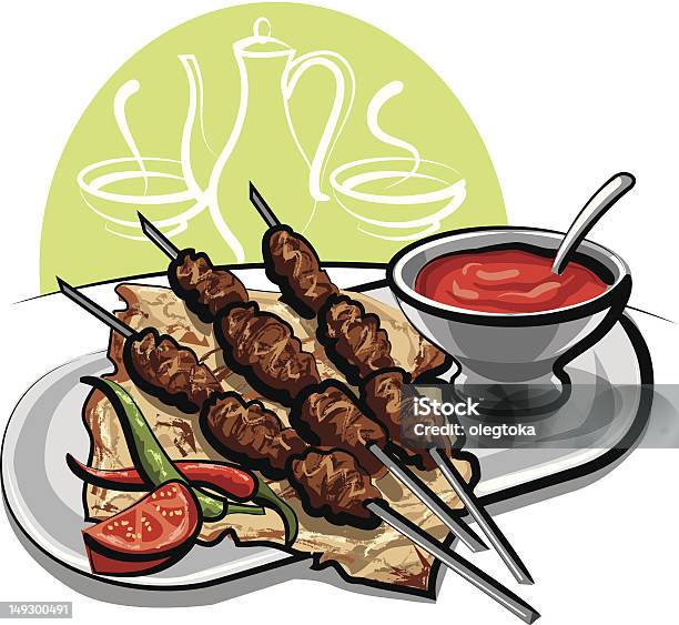 Vetores de Kebab e mais imagens de Almoço - Almoço, Carne, Carne de Carneiro