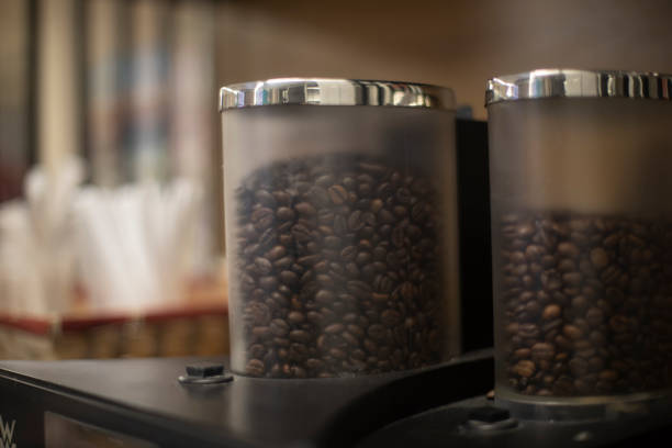 istock Coffee machine. Coffee beans. Preparation of drink. 1493011469