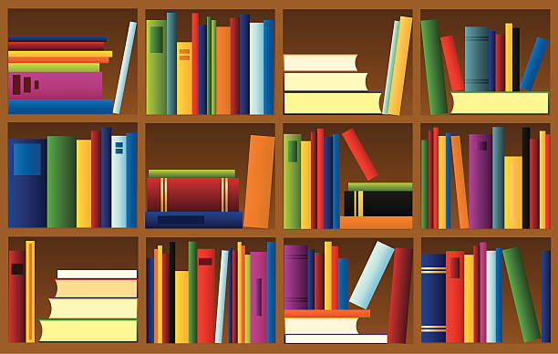 vector illustration of bookshelf vector art illustration