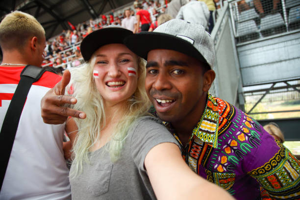 istock Friends fan selfie at sport event 1493017247
