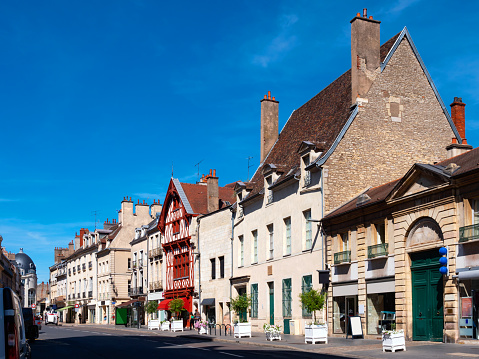 Traditional buildings in the Old town of Dijon - Burgundy, France