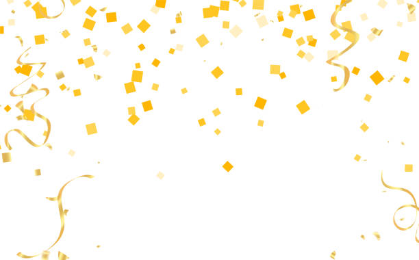 istock Gold confetti on a white background. Illustration of a drop of shiny particles. Decorative element. Luxury background for your design, cards, invitations, gift, vip. 1493030912