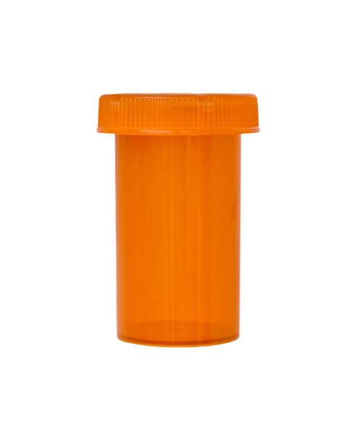 istock Orange color prescription medication bottle container isolated cutout 1493033231