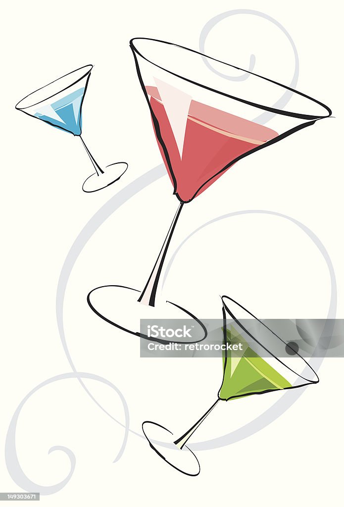 Una variedad de martinis - arte vectorial de Vaso de Martini libre de derechos