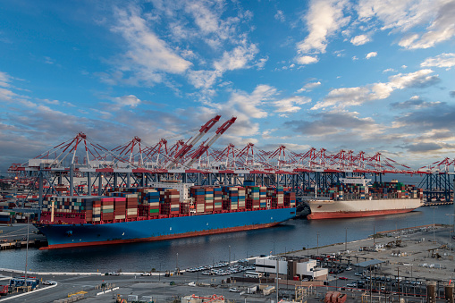 The port of Long Beach CA is one of the busiest ports in the US and a major gateway for good between Asia and North America.