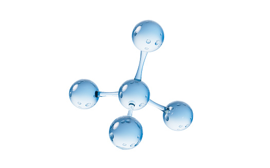 Molecule with biology and chemical concept, 3d rendering. Digital drawing.