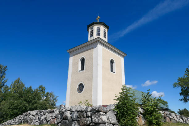 istock Low angle view of a old church tower against sky 1493045128