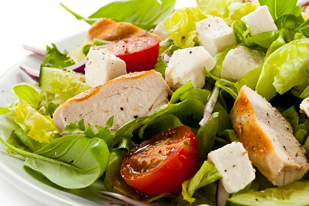 istock Vegetable salad with roasted chicken breast and feta 149304556