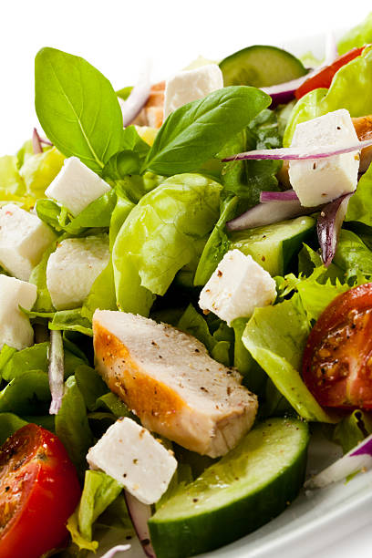 istock Vegetable salad with roasted chicken breast and feta 149304558