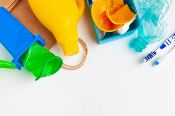 istock Top view of Different garbage materials with recycling 1493051795