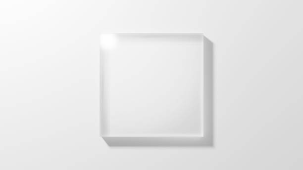 白い背景に透明なガラスの長方形。俯瞰図。(水平) - ガラス ストック�フォトと画像