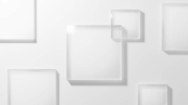 istock 3D Illustration.Multiple squares of glass placed on a white background. Overhead view. (Horizontal) 1493056366