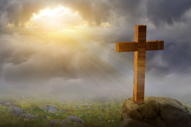 istock Christian Cross on the field 1493059460