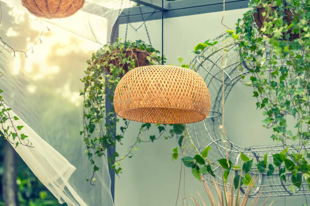 istock Rattan lamp hang in garden 1493061718