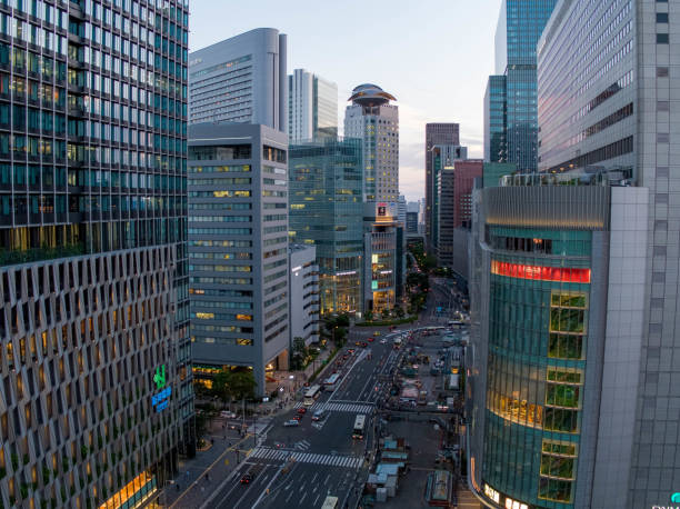 istock Early evening in Osaka. Aerial view 1493064667