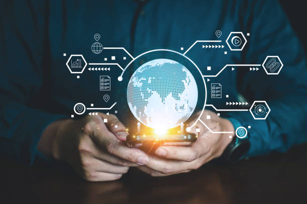 istock Concept of global data network, Data best online, Global business, Digital data online by smartphone. 1493069722