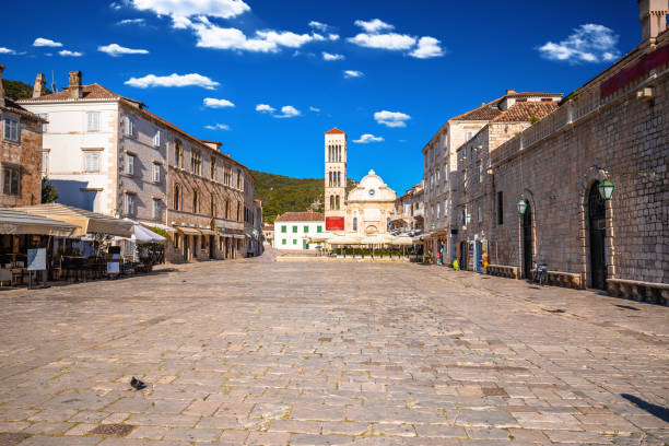 istock Historic Pjaca square in town of Hvar 1493073184