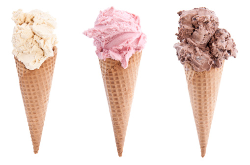 Diferentes tipos de helado de wafles photo