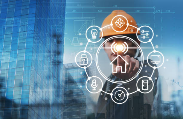 istock iot, technology, architect, blueprint, engineer, smart home, contractor, helmet, project, consulting 1493074335