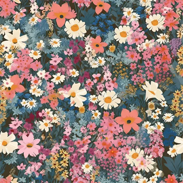 Vector illustration of wild flower seamless patterns