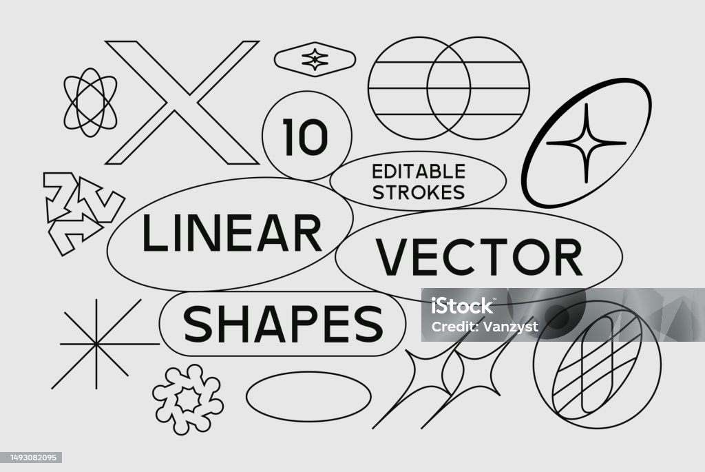 Random Shape Linear Universal Trendy Geometric Linear Shapes Set Stock Illustration ...