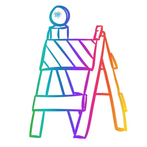 Vector illustration of Construction Road Block Signage Rainbow