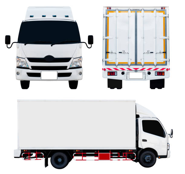 istock Front ,behind and side view white truck isolated on white background with clipping path 1493085685