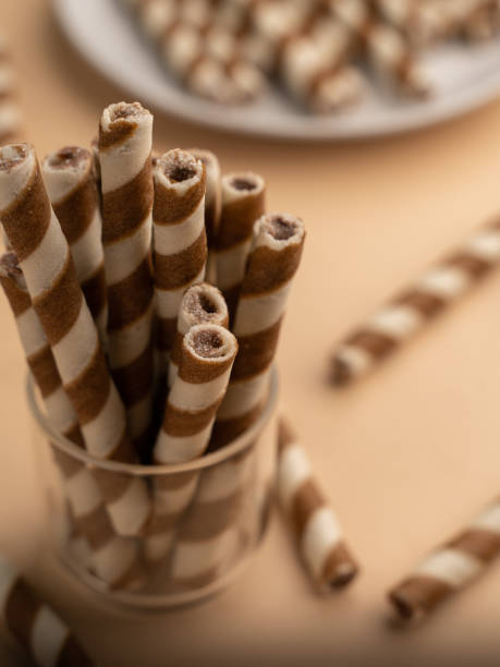 istock Wafer rolls with chocolate Lifestyle photography. 1493085884