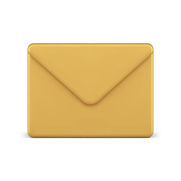Letter envelope golden email incoming message internet communication 3d icon realistic vector Letter envelope golden email incoming message internet communication 3d icon realistic vector illustration. Newsletter sms notification online new chat information correspondence front view badge gold envelope stock illustrations