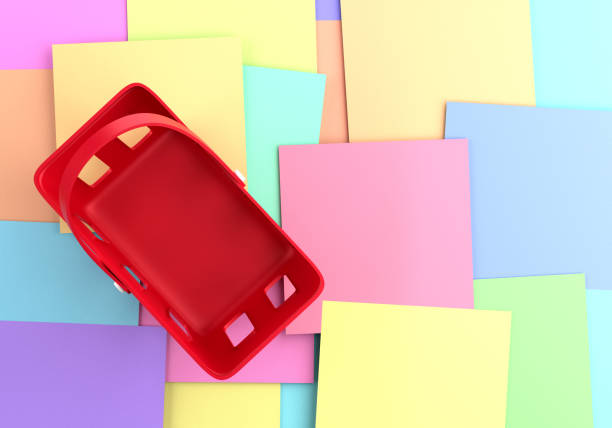 Shopping Cart And Colorful Note Papers. Communication Concept.