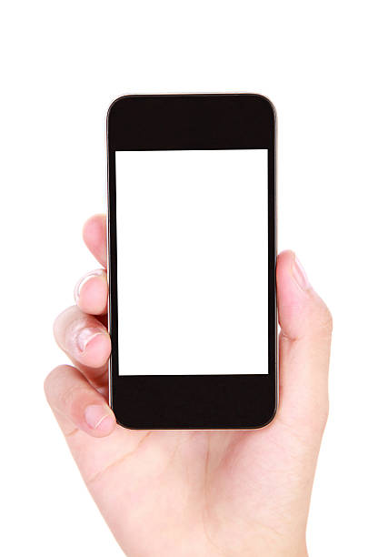 istock Hand holding blank screen smart phone on white background 149309209