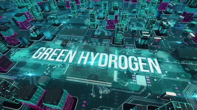 Green Hydrogen with digital technology hitech concept