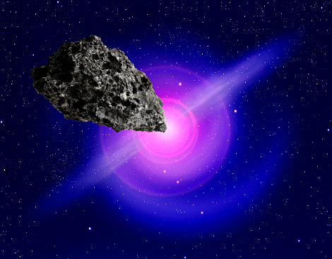 Close-up of Asteroid in outer space against deep universe with copy space.