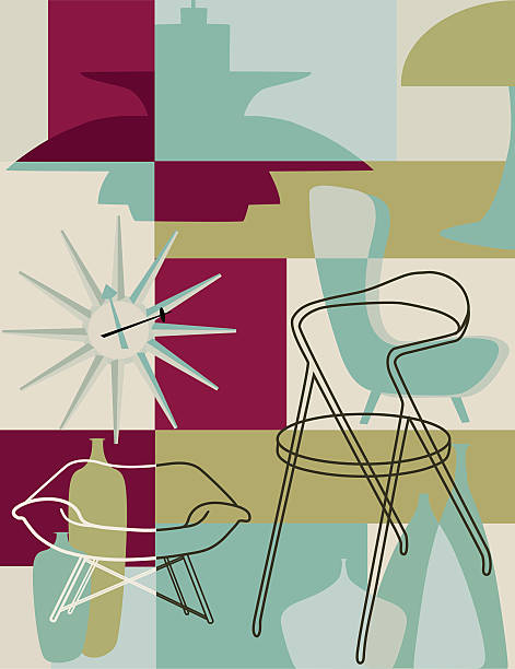 Retro furniture vector art illustration