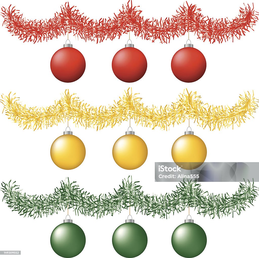 Ouropel com bolas de Natal - Royalty-free Amarelo arte vetorial