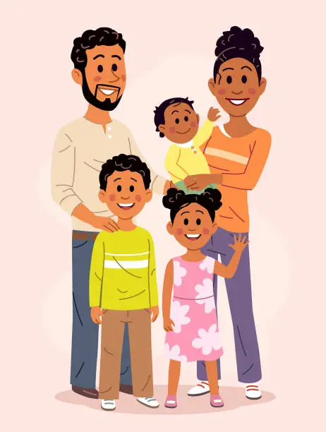 Vector illustration of Happy Family Portrait