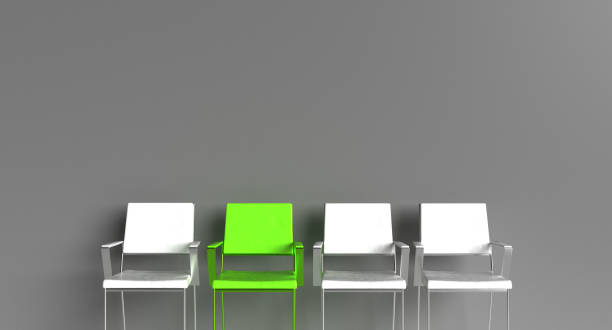 chair white isolate green different color leadership success business hr human resource interview job work occupation recruitment candidate vacancy hiring applicant company professional meeting idea - recruitment searching job search discovery imagens e fotografias de stock