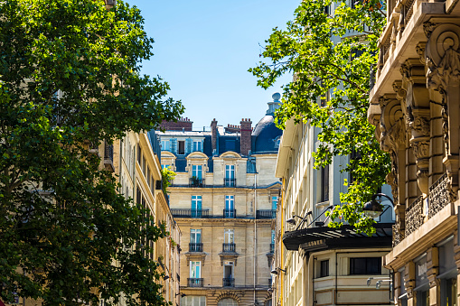 Street view of Paris city, France.