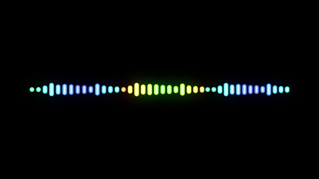 4k abstract music sound wave or audio wavefrom isolated on black background.Line digital minimalist voice and soundtrack wave equalizer.Shape line volume or speech symbol animated background.
