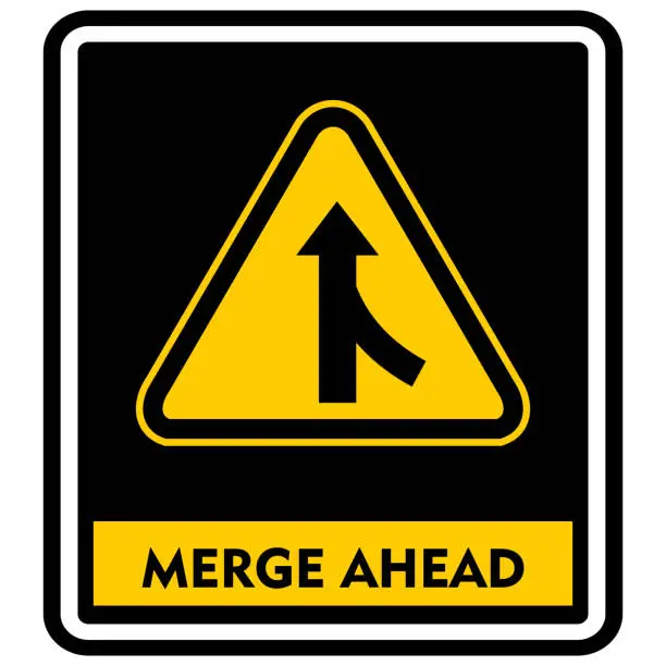 Vector illustration of Merge Ahead, sign and label vector